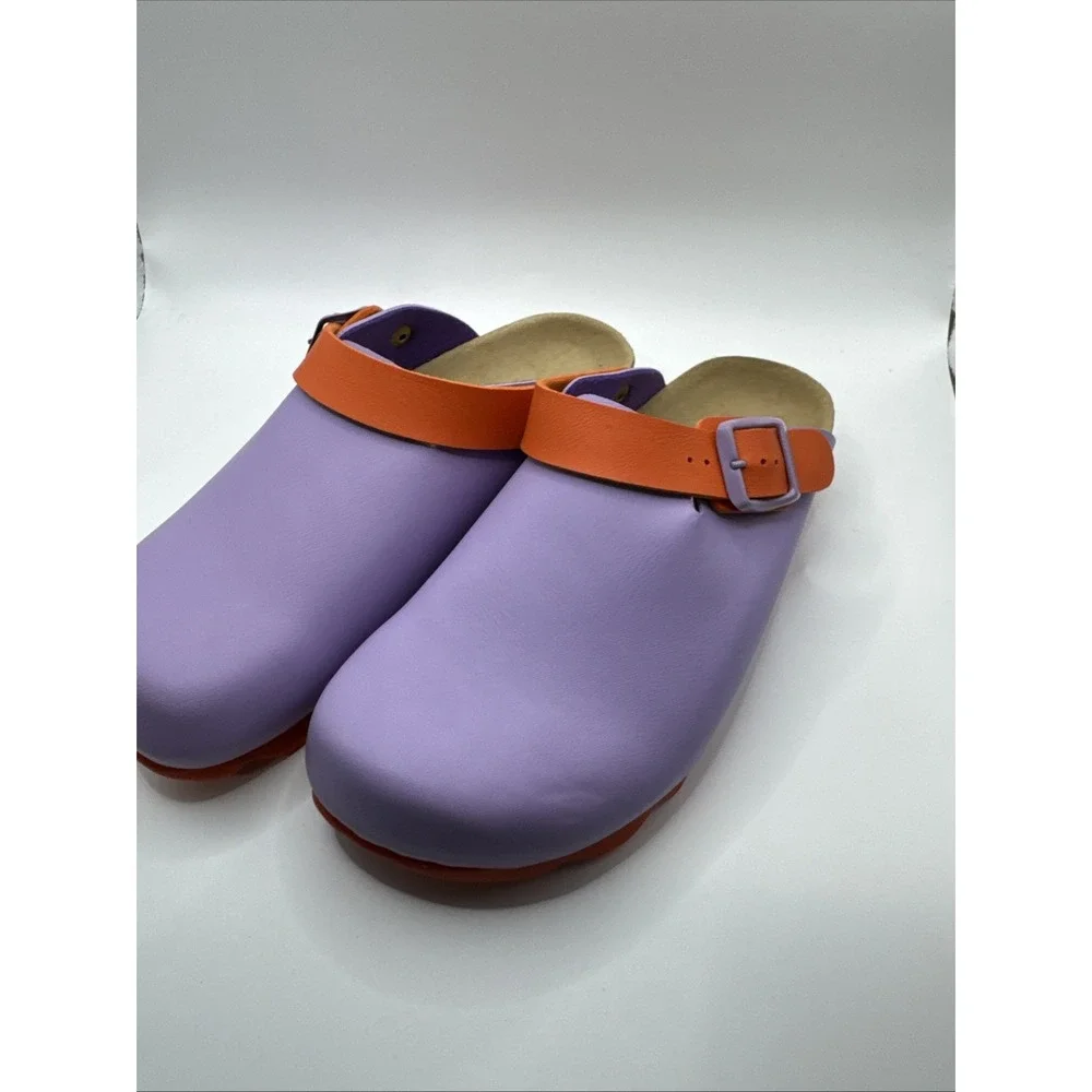 Mini Boden Girls Size 34 US 3 Orange And Purple Clogs #1006